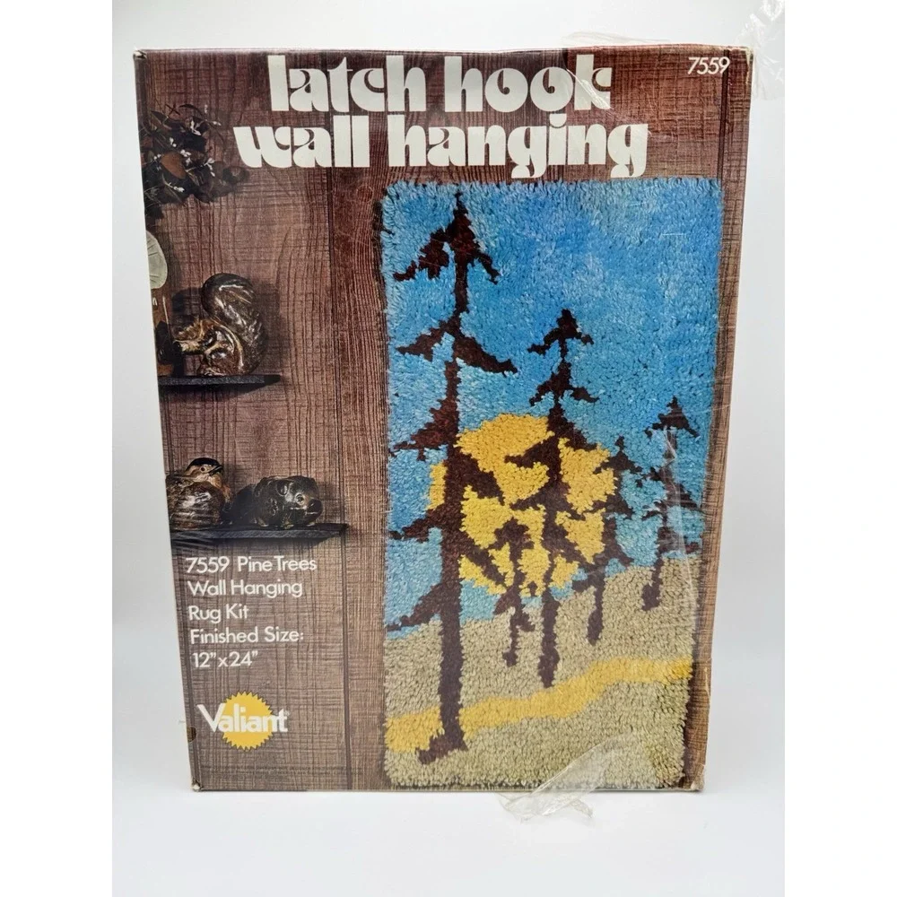 Vtg Valiant‎ Pine Trees Wall Hanging Kit 7559 12x24